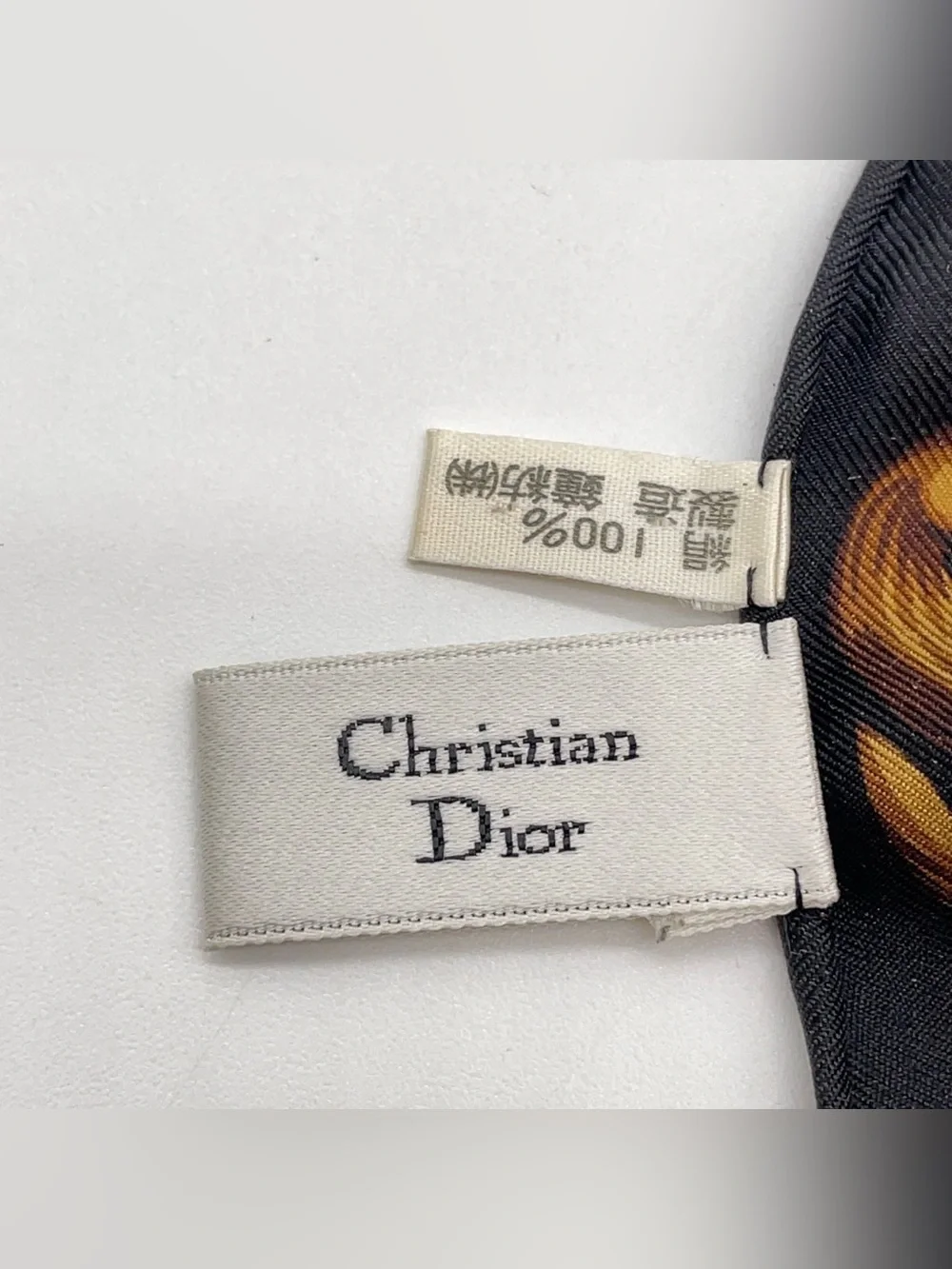 DIOR Vintage 80’s Baroque Gold & Black 100% Silk Cherub & Fleur-De-Lis Scarf
